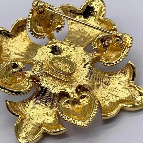 Joan Rivers Cabachon and Enamel Maltese Cross Brooch - Picture 7 of 7